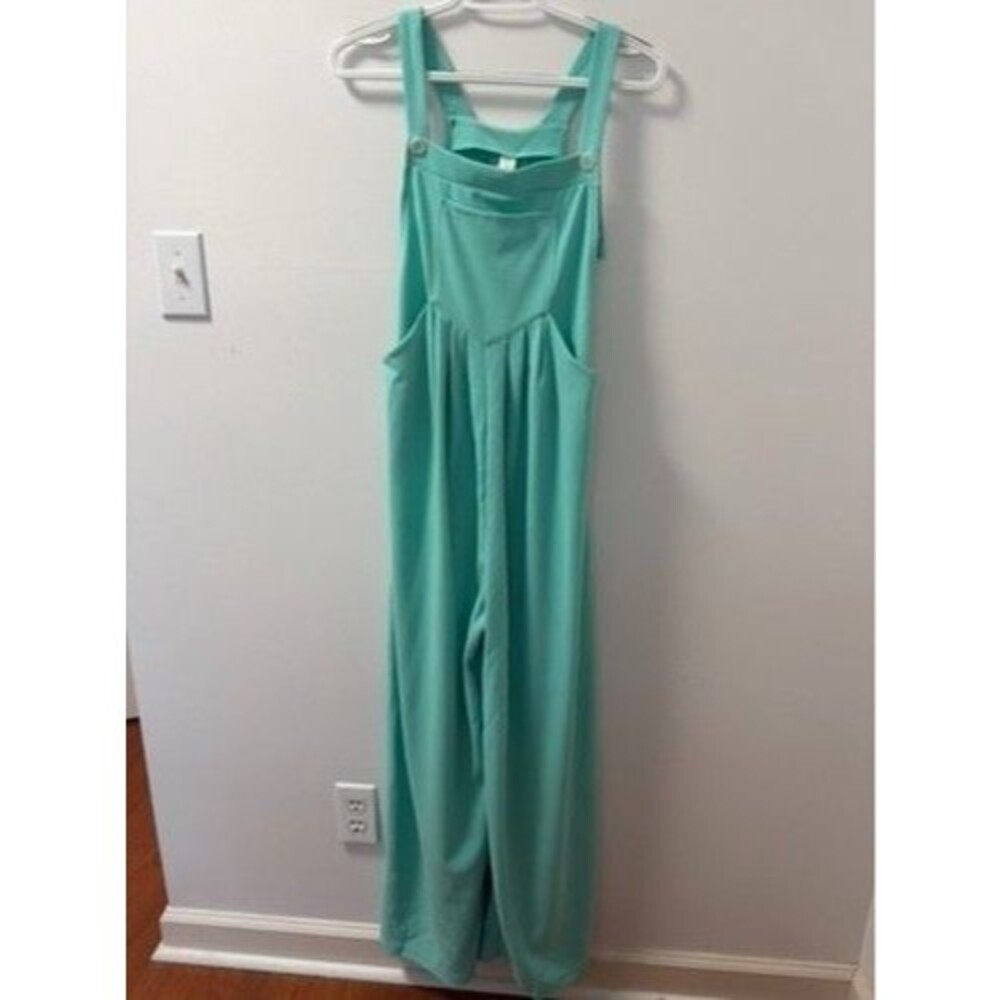 HALARA Mint Wide-Leg Romper with Adjustable Straps